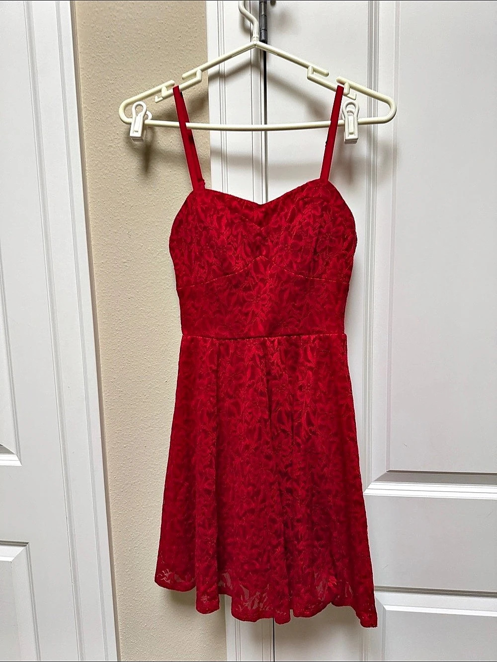 Lily Rose Red Lace Mini Dress With built-in bra